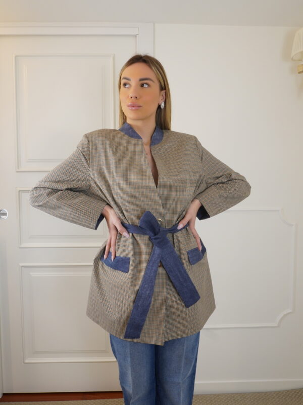 GIACCA "MERCI ITALIA "  QUADRI JEANS