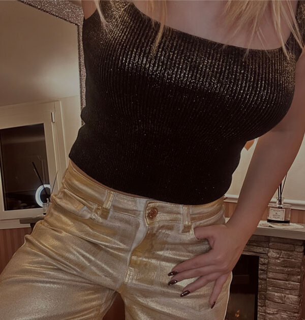 TOP NERO LAMINATO ORO